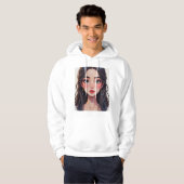 Basic men's sweatshirt with a cartoon-style girl (Voorkant volledig)