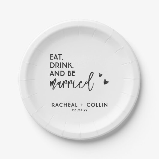 Basic - Minimalistisch zwart-wit Calligrafieshart Papieren Bordje (Voorkant)