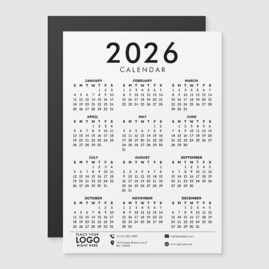 Basic Modern 2026 Corporate Logo Calendar (Voorkant / Achterkant)