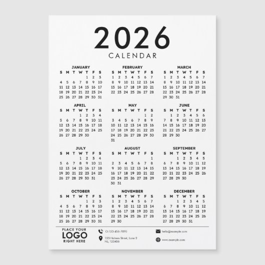 Basic Modern 2026 Corporate Logo Calendar (Voorkant)