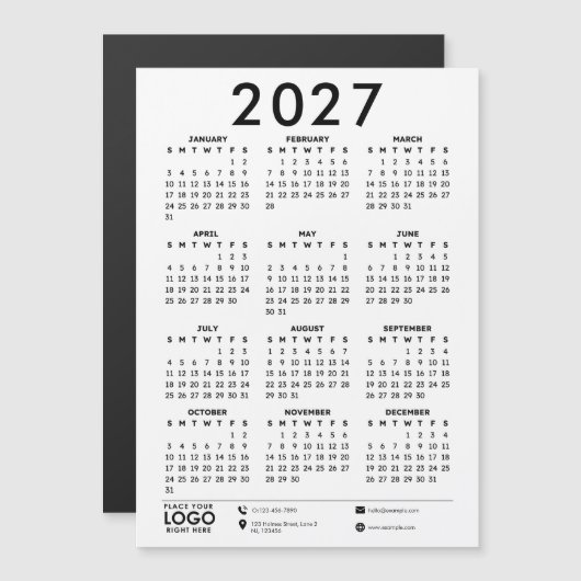 Basic Modern 2027 Corporate Logo Calendar (Voorkant / Achterkant)