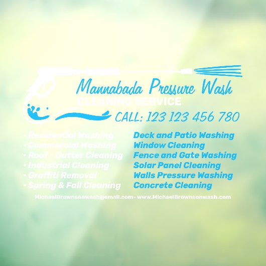 Basic Modern Pressure Washing Power Cleaning Raamsticker (Vel 3)