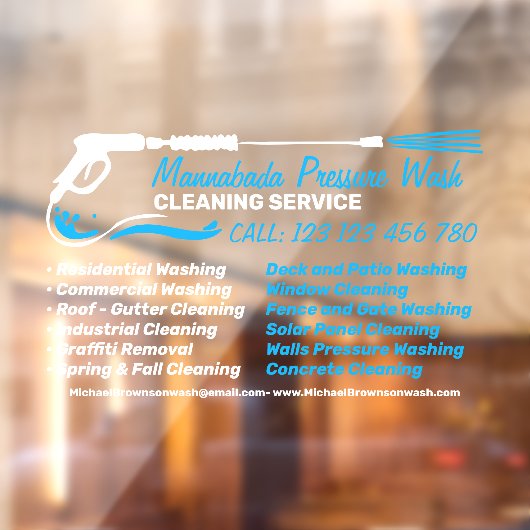 Basic Modern Pressure Washing Power Cleaning Raamsticker (Vel 2)