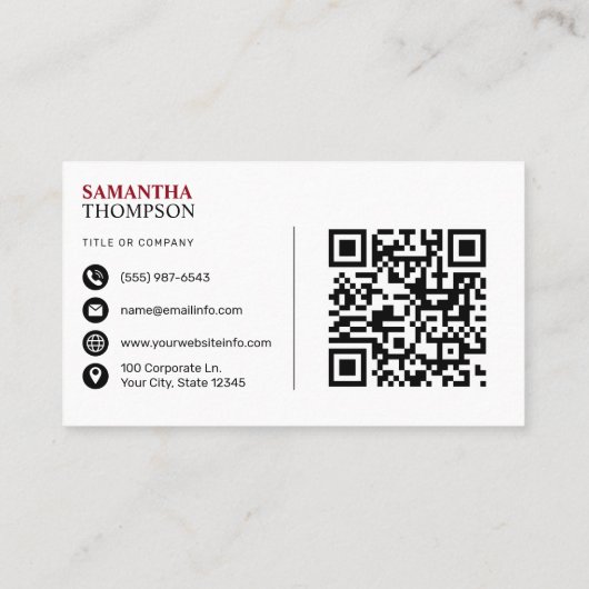 Basic Moderne minimalistische professionele QR-cod Visitekaartje (Achterkant)