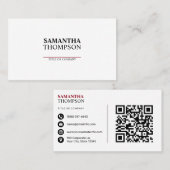 Basic Moderne minimalistische professionele QR-cod Visitekaartje (Voorkant / Achterkant)