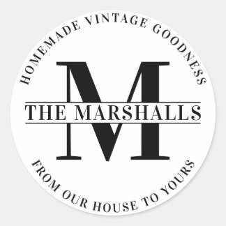 Basic Monogram Familie Boerderij of Business Ronde Sticker