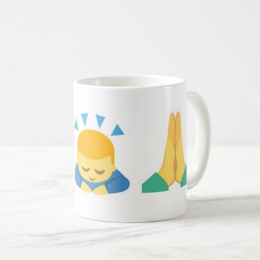 Basic Mug Emoji: No Fear, Bow Down, Pray Koffiemok (Voorkant rechts)