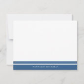 Basic Navy Blue Stripe Gepersonaliseerde briefpapi Notitiekaartje (Voorkant)