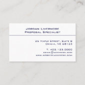 Basic Navy Professional, eenvoudig modern Visitekaartje (Achterkant)