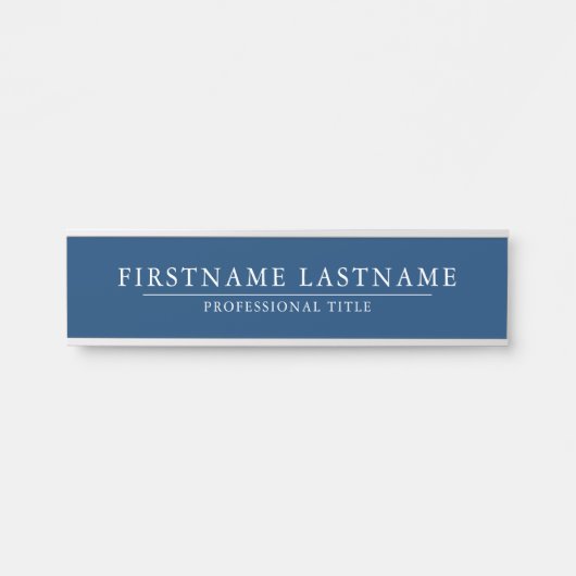 Basic Navy Wit met naam Titel Eenvoudige lijn Deurbordje (Voorkant)