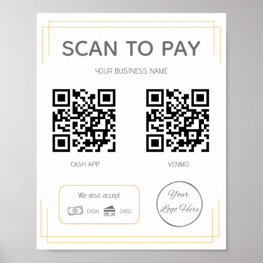 Basic oranje 2 QR-code eenvoudige zakelijke scan t Poster (Voorkant)