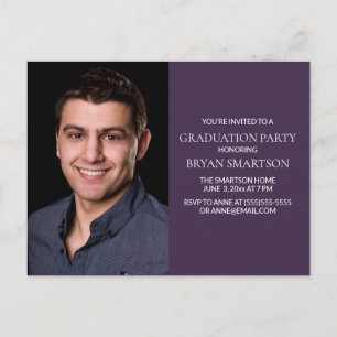 Basic Paars Graduation Party Photo Invitation Uitnodiging Briefkaart