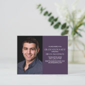 Basic Paars Graduation Party Photo Invitation Uitnodiging Briefkaart (Staand voorkant)
