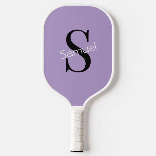 Basic Paarse Monogram Initiaal & Naam Pickleball Paddle (Achterkant)