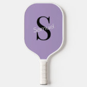 Basic Paarse Monogram Initiaal & Naam Pickleball Paddle (Voorkant)