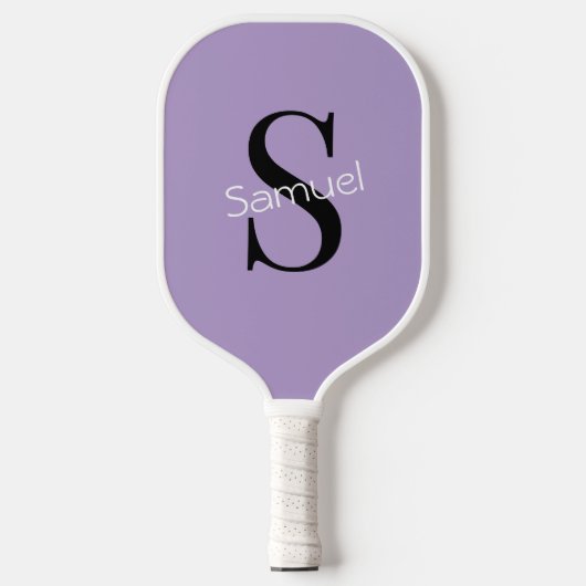 Basic Paarse Monogram Initiaal & Naam  Pickleball Paddle (Voorkant)