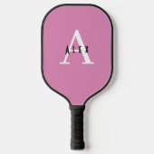 Basic Pastel Roze Monogrammed Naam en Initialen Pickleball Paddle (Voorkant)