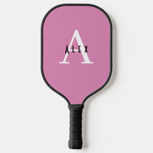 Basic Pastel Roze Monogrammed Naam en Initialen Pickleball Paddle (Achterkant)