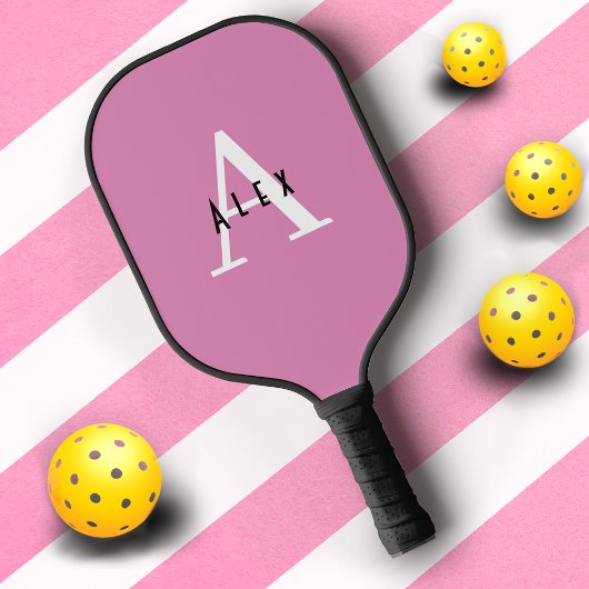Basic Pastel Roze Monogrammed Naam en Initialen Pickleball Paddle