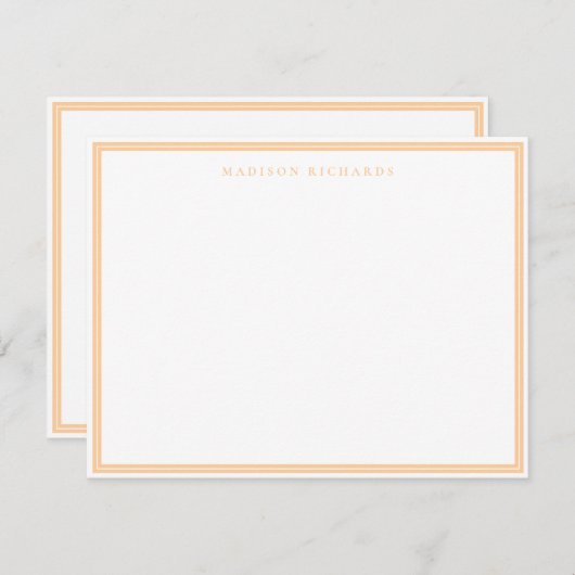 Basic Peach Border Personalized Note Card Notitiekaartje (Voorkant / Achterkant)