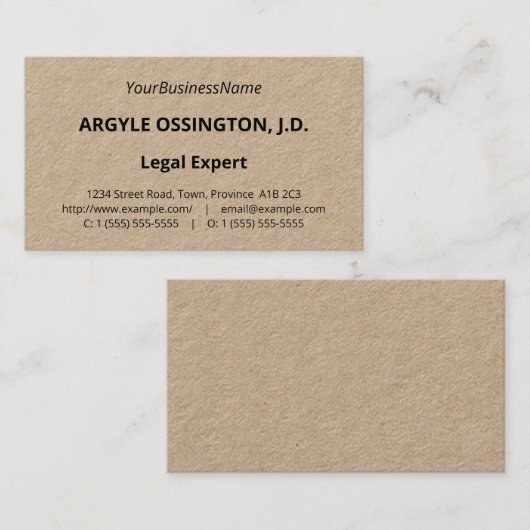 Basic, Professional Attorney Visitekaartje (Voorkant / Achterkant)
