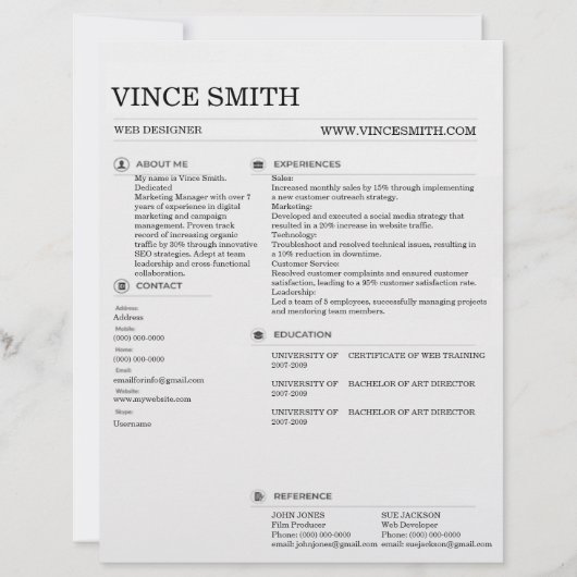 Basic Professional Resume Template Design Trendy 1 Briefhoofd (Voorkant)