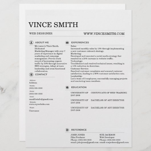 Basic Professional Resume Template Design Trendy 1 Briefhoofd (Voorkant / Achterkant)