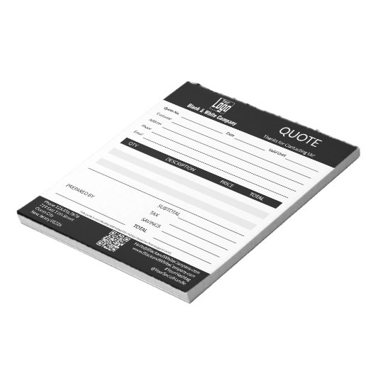 Basic Professional Service Business Black Quote Notitieblok (Linkerzijde)