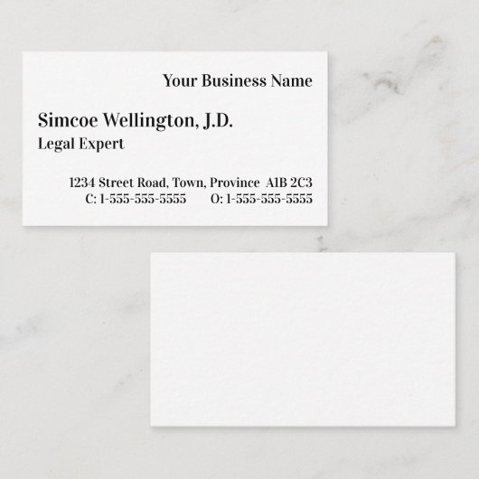 Basic, professioneel Visitekaartje van de advocaat (Voorkant / Achterkant)