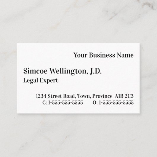 Basic, professioneel Visitekaartje van de advocaat (Voorkant)