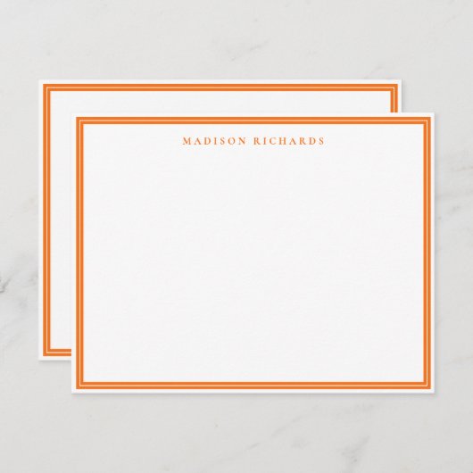Basic Pumpkin Oranje rand gepersonaliseerd Notitiekaartje (Voorkant / Achterkant)