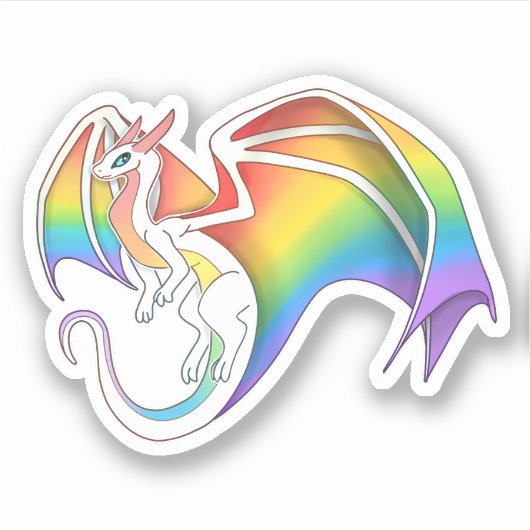 Basic Rainbow Pride Dragon Sticker (Voorkant)