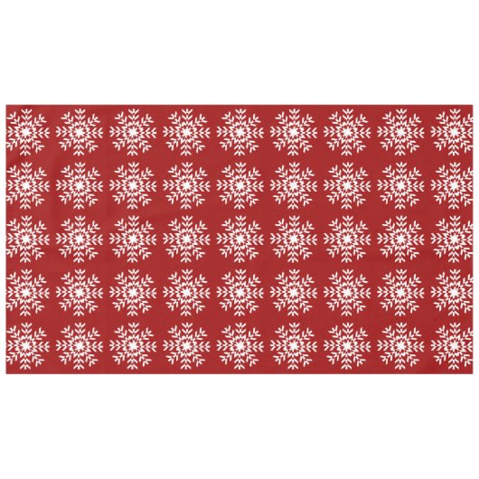 Basic Red en White Snowflake Ski Season Tafelkleed (Voorkant (Horizontaal))