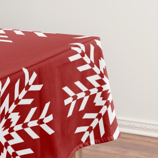 Basic Red en White Snowflake Ski Season Tafelkleed (Voorbeeld)