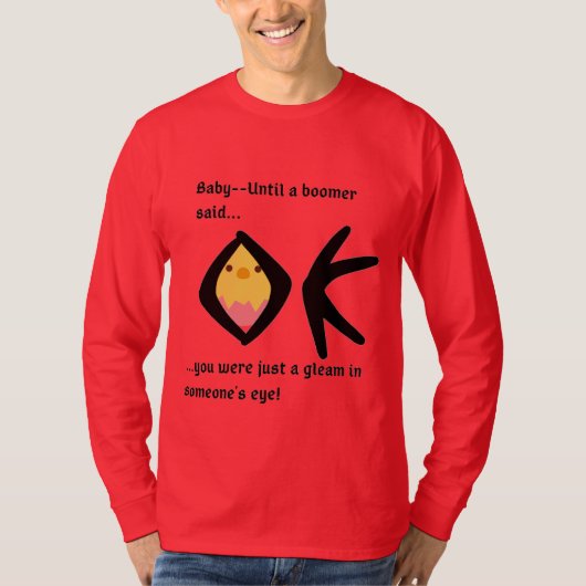 Basic Red Long hoeve "Gleam in Eye" Boomeranged T-shirt (Voorkant)