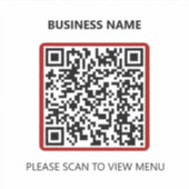 Basic Red Restaurant QR Code Scan for Menu Sticker (Voorkant)