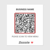 Basic Red Restaurant QR Code Scan for Menu Sticker (Vel)