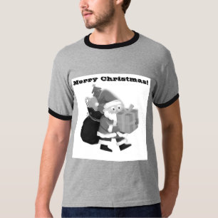 Basic Ringer Kerstmis Gedrukt Wish Grijs/Zwart 2X T-shirt