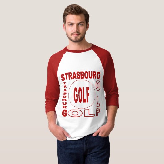 Basic Rogge-witte/rode T-shirt STRASBURG GOLF (Voorkant volledig)