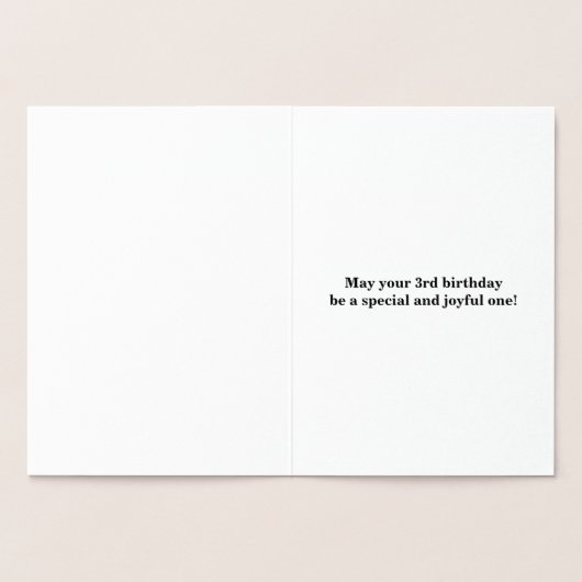 Basic Silver Foil 3rd Birthday + aangepaste naam Folie Kaarten (Binnen)