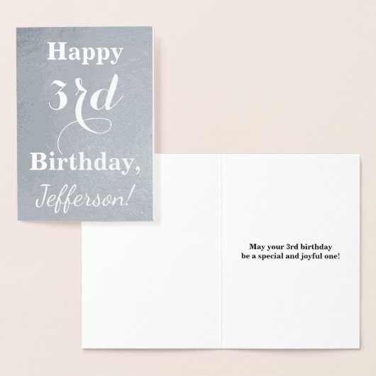 Basic Silver Foil 3rd Birthday + aangepaste naam Folie Kaarten (Display)
