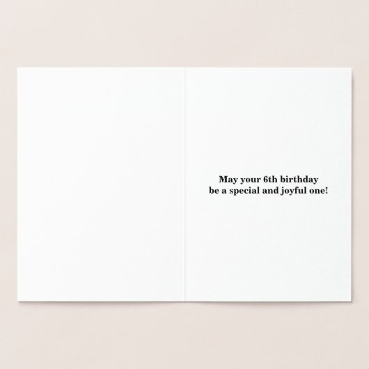 Basic Silver Foil 6th Birthday + aangepaste naam Folie Kaarten (Binnen)