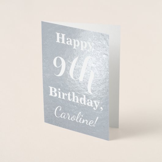 Basic Silver Foil 9th Birthday + aangepaste naam Folie Kaarten (Voorkant)