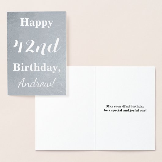 Basic Silver Foil "Happy 42nd Birthday" + naam Folie Kaarten (Display)