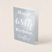 Basic Silver Foil "HAPPY 68th BIRTHDAY" + Naam Folie Kaarten (Voorkant)