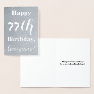 Basic Silver Foil "HAPPY 77th BIRTHDAY" + Naam Folie Kaarten