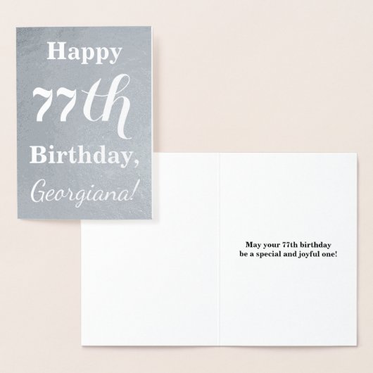 Basic Silver Foil "HAPPY 77th BIRTHDAY" + Naam Folie Kaarten (Display)