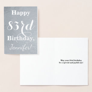 Basic Silver Foil "HAPPY 83rd BIRTHDAY" + Naam Folie Kaarten