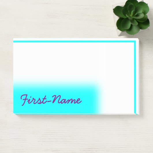 Basic, Simple, Cyan Background met Paarse naam Post-it® Notes (Kantoor)