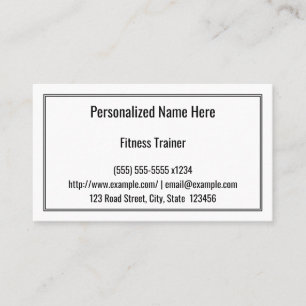 Basic & Simple Fitness Trainer Business Card Visitekaartje